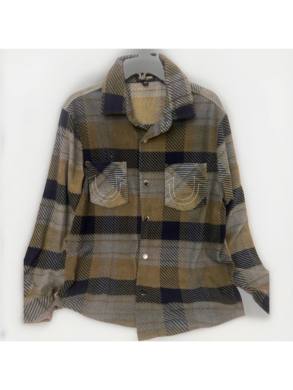 true religion plaid western flannel shirt  Fleece Small Shacket.    Mm